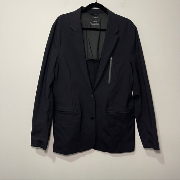 Paskho Men Black Tech Travel Stretch Blazer Jacket M Performance minimal Modern - Picture 2 of 11